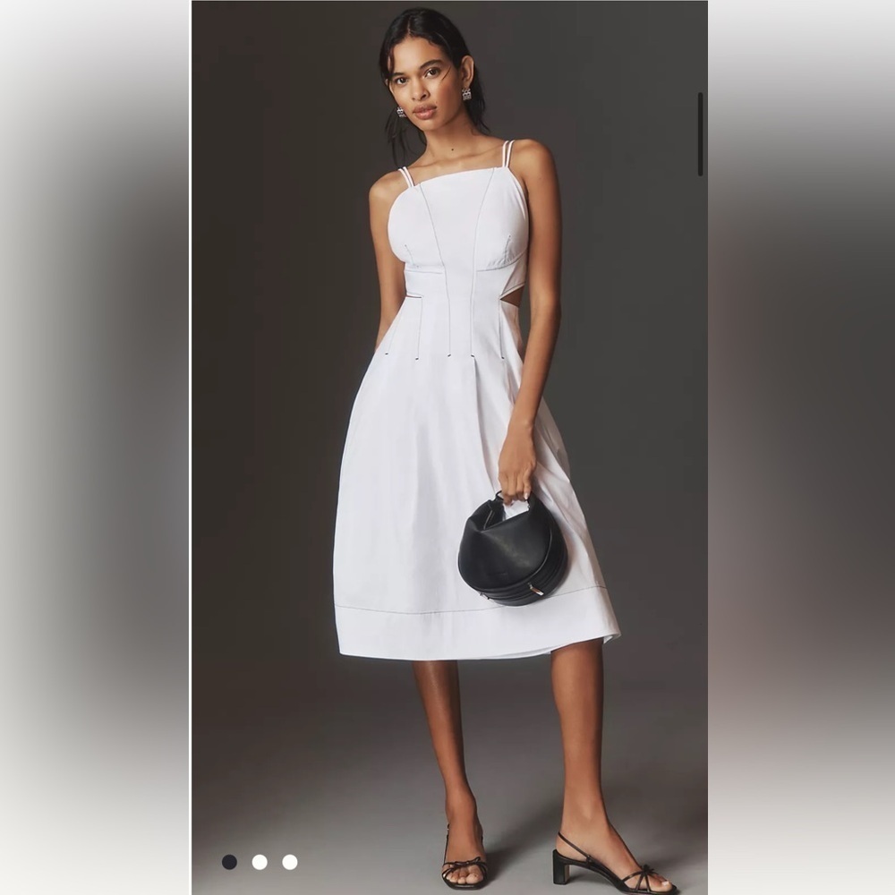 By Anthropologie Strappy Square-Neck
Apron Midi Dress NWOT